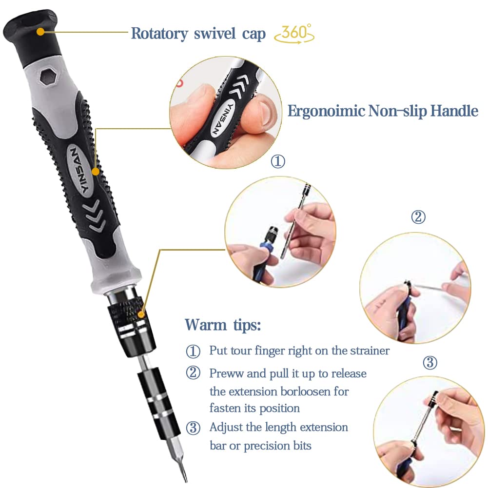 YINSAN 120-in-1 Magnetic Precision Screwdriver Set, Small Electronics Repair Tool Kit for iPhone, Laptop, PS5, Xbox, Nintendo Switch, MacBook, Tablets, Glasses & Doorbell