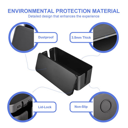 Chouky Cable Organizer Box Set of Three, Power Cover Cord Holder Surge Protector for Desk (Black)