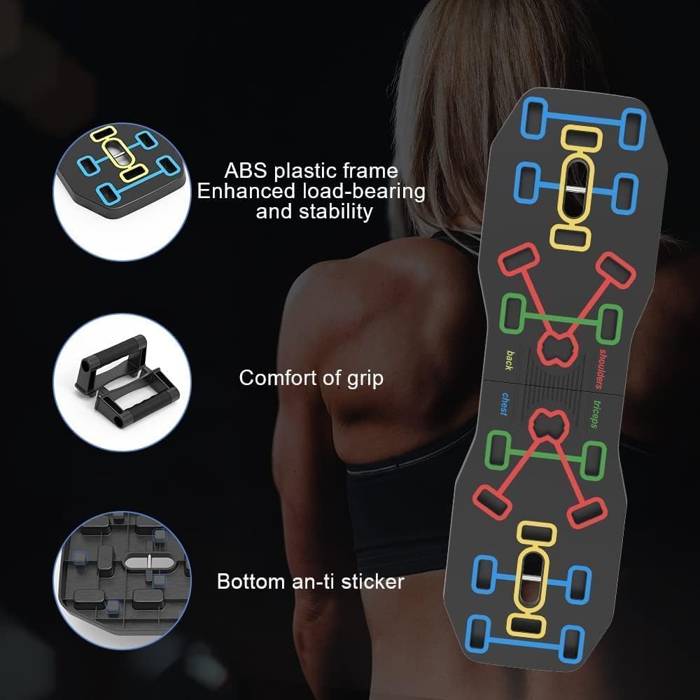 AERLANG Push Up Board, Foldable 10 in 1 Push Up Bar with Resistance Bands,Portable Multi-Function Push up Handles for Floor,Professional Push Up Strength Training Equipment