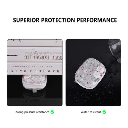 Earbud Case, AIRSPO Airpods 4 Case Airpods Pro 2nd Generation Earphone Organizer Carrying Case Small Storage Bag Hard EVA Shockproof Cover with Carabiner Clip (Grey Pink Rose)