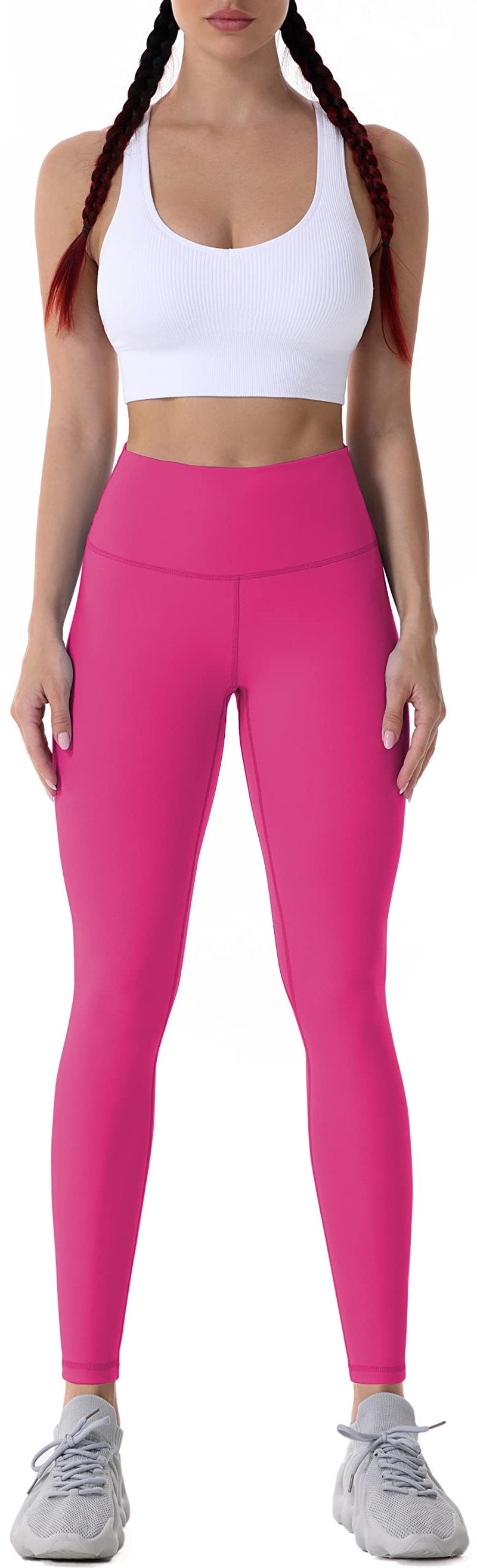Sunzel Workout Leggings for Women, Squat Proof High Waisted Yoga Pants 4 Way Stretch, Buttery Soft, Hot Pink, Medium