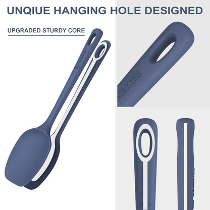 ChefAide 5 Pieces Silicone Spatula Set, Food Grade Rubber Spatula, Upgrade Strong Handle with Ergonomic Grip, Heat Resistant Up to 600°F for Nonstick Cookware, Cooking