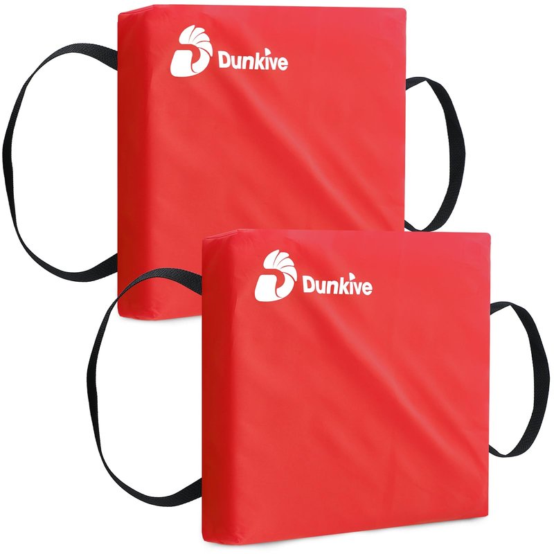Dunkive 2 Pack Boat Throw Flotation Cushion, USCG Approved, Emergency Marine Throwable Flotation Device, Foam Boat Cushions Life Preserver, Throw Cushions for Boats, Kayaks, Canoes(Red)