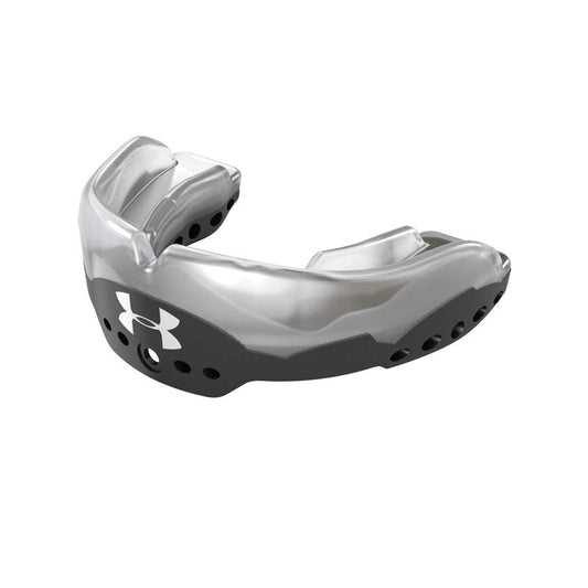 Under Armour Gameday Elite Mouth Guard for Football, Lacrosse, Basketball, Hockey, Boxing etc. Sports Mouthguard. Includes Detachable Helmet Strap. Protectar Bucal, OSFA, Black