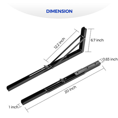 Ravinte 10 Inch Folding Shelf Brackets - Matte Black Collapsible Heavy Duty Brackets for Table Bench - Space Saving, 2 Pack ﻿