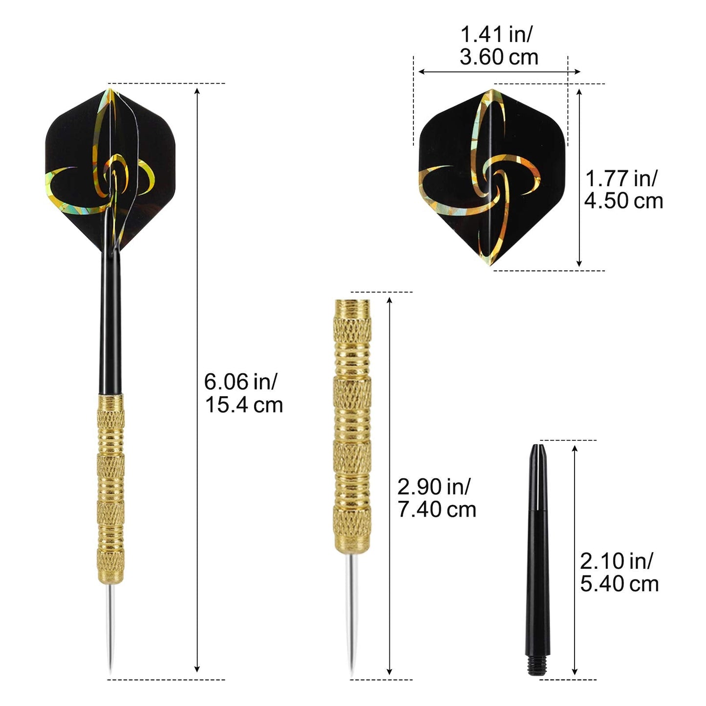 Accmor Metal Tip Darts, Steel Tip Darts, 14 Grams Professional Metal Darts, Darts Metal Tip Set, Metal Darts for Dartboard, 24 pcs ﻿