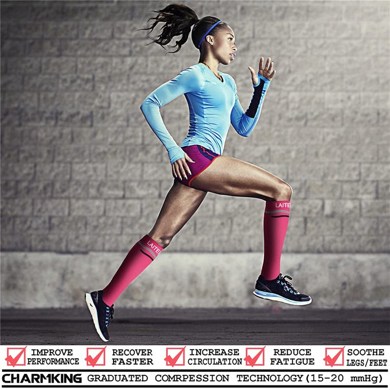 CHARMKING Compression Socks for Women & Men Circulation 15-20 mmHg is Best Graduated Athletic for Running, Flight Travel, Support, Pregnant, Cycling - Boost Performance, Durability (L/XL, Multi 11)