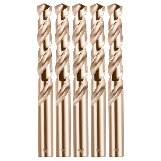 Cobalt Drill Bit Set 12mm - 5pcs, M35 Twist Drill Bits Straight Shank, 12mm High Speed Steel Drill Bits for Drilling in Hard Metal, Stainless Steel, Cast Iron