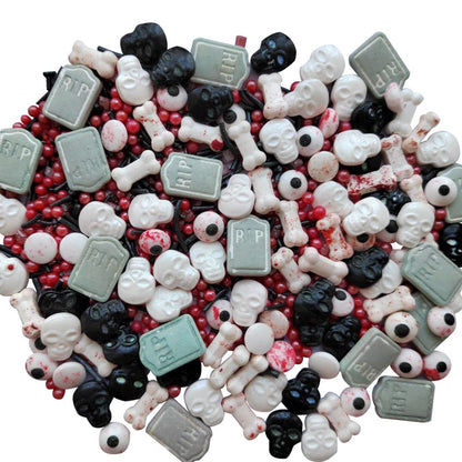 1 Bottle Candy Eyeballs Bloody Red Eyes Dog Bones Cake Cupcake Toppers Cookie Decorations Edible Dessert Sprinkles Mix for Halloween Cake Cupcakes Decoration