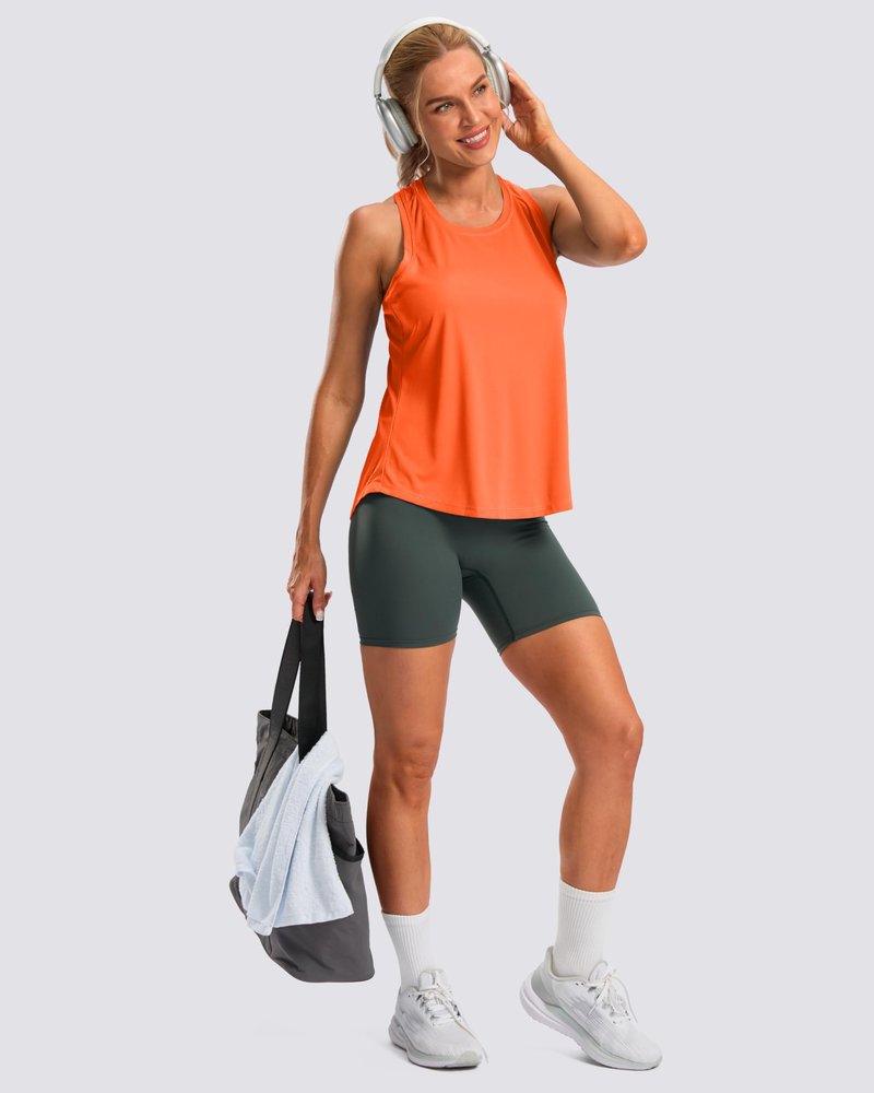 G Gradual Women's Workout Tank Tops Racerback Athletic Yoga Tops Loose Fit Sleeveless Running Gym Sports Shirts for Women(Orange,L)