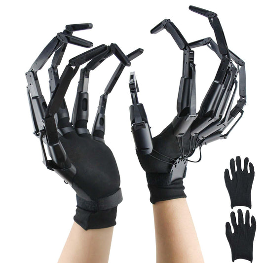 Articulated Fingers, Halloween Articulated Finger Extensions with Gloves, 3D Claw Hands Scary Skeleton Hands for Cosplay, Flexible Realistic Halloween Decoration Accessory Fits Most Finger Sizes-Black