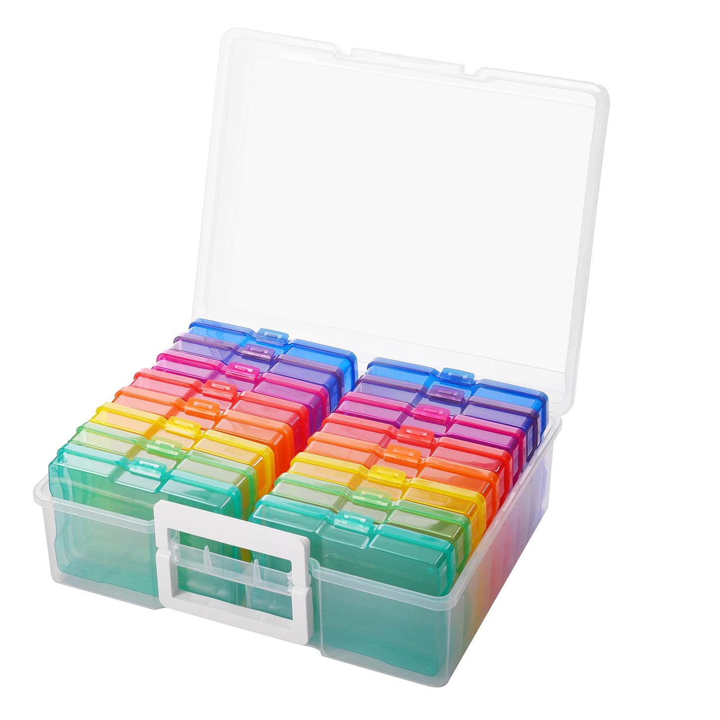Zuvo - Photo Storage Box With 16 Coloured Cases And Removable Dividers For Multipurpose Organizing Photographs, Stamps, Stationery, Jewellery, Seed, Toys, Arts And Craft