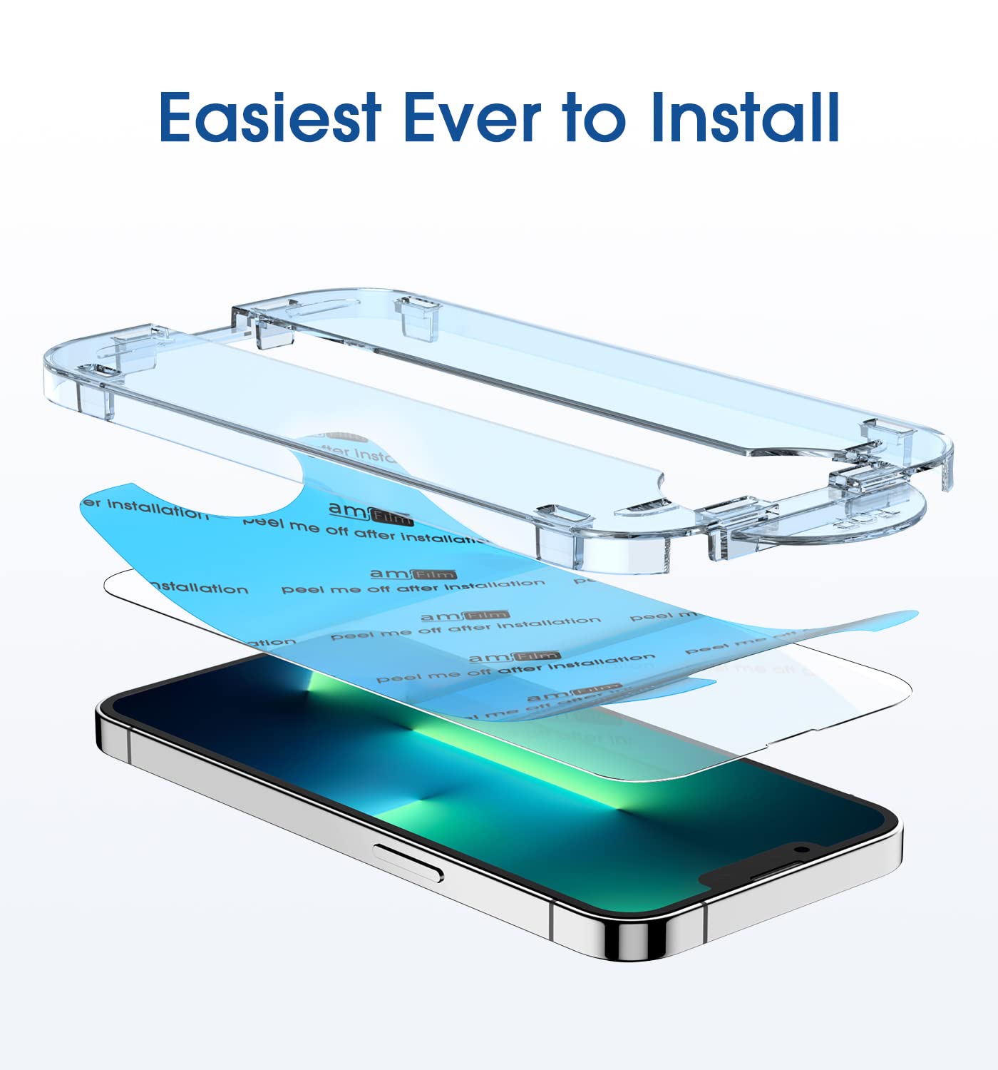 amFilm Easiest Installation OneTouch for iPhone 15 Pro Max Screen Protector [6.7 Inch] Tempered Glass + Camera Lens Protector, Auto-Alignment Tech, Bubble Free, Case Friendly, Anti-Scratch [2+2 Pack]