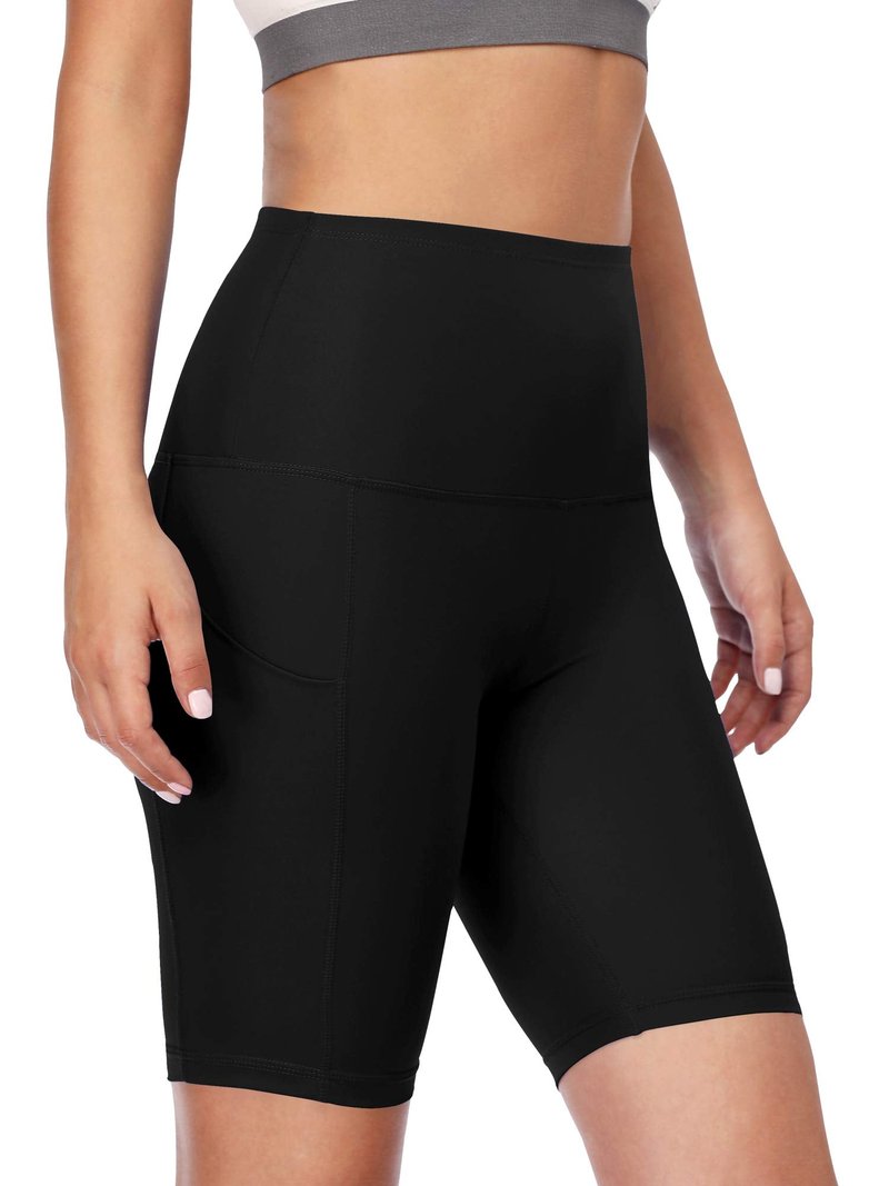 CADMUS Women's High Waist Spandex Yoga Shorts for Bike Running Two Side Pockets,1010,Black,Black,Black,X-Large