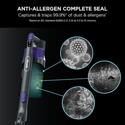 Shark Cordless Stick Vacuum Cleaner with Anti Hair Wrap, Up to 40 mins run-time, Flexible Vacuum Cleaner with Pet Tool, Crevice Tool & Upholstery Tool, Purple IZ202UKT