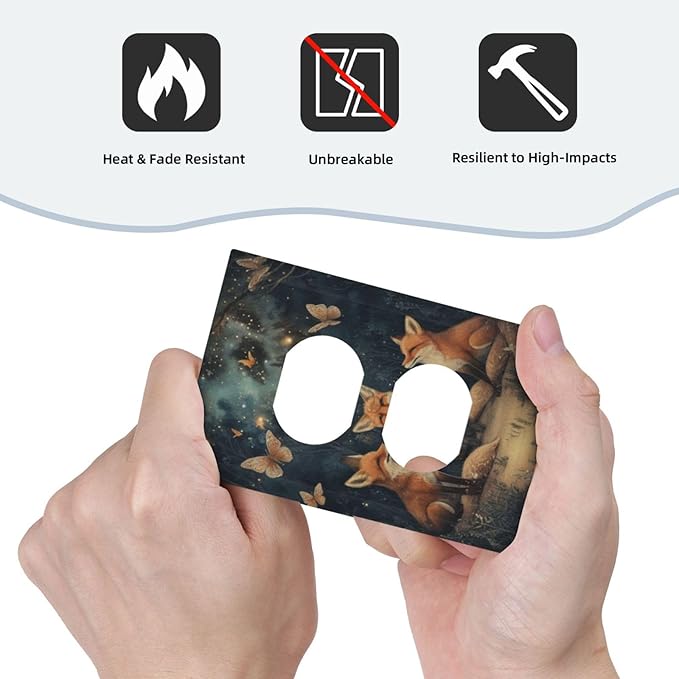 Decorative Art Light Switch Covers Foxes & Forest 1 Gang Single Duplex Outlet Wall Plate Switchplate Electrical Faceplate for Home Decor
