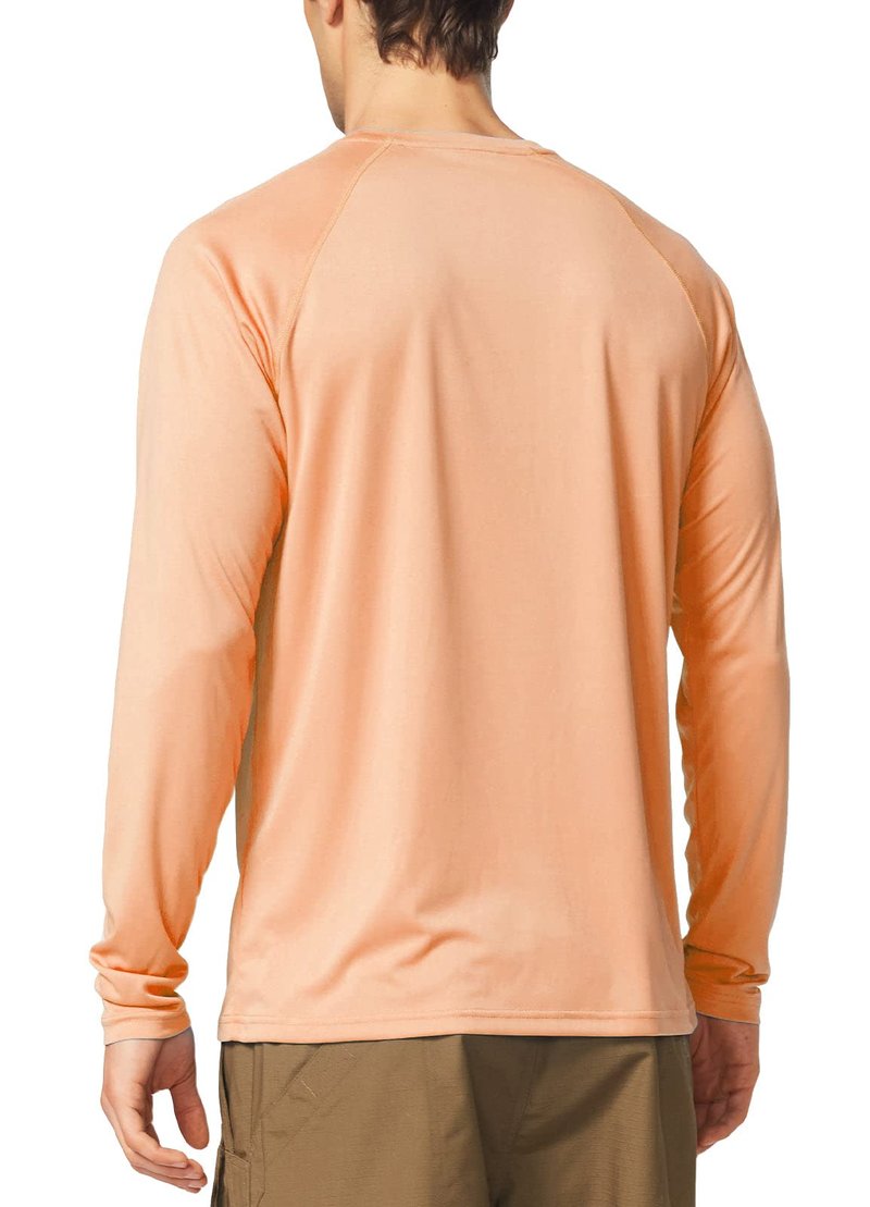 baleaf Mens UPF 50+ Sun Protection Shirts Long Sleeve Rash Guard, Quick Dry 4-Way Stretch for Fishing Swimming Surfing 01-Light Pink 3XL