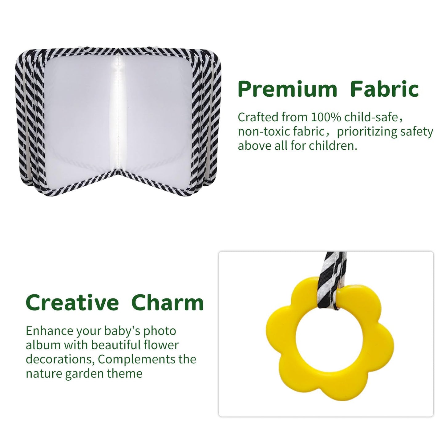 BOHEMIABY Baby Photo Album, My First Family Photo Album for Baby Holds 17 4 x 6" Pictures, Rainbow Toddler Photo Album with Safety Mirror, Soft Baby Books