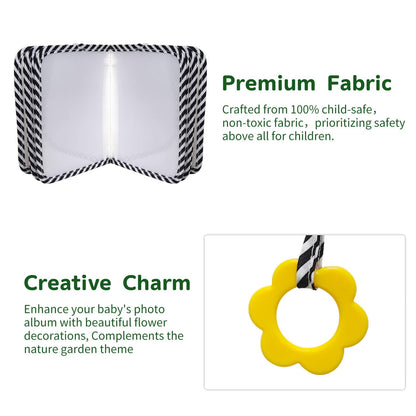 BOHEMIABY Baby Photo Album, My First Family Photo Album for Baby Holds 17 4 x 6" Pictures, Rainbow Toddler Photo Album with Safety Mirror, Soft Baby Books