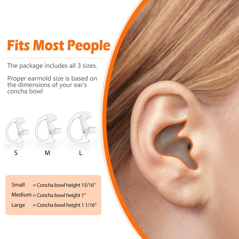 Zeadio 8-Pair Pro-Grade Covert Surveillance Earbud, Replacement Ear Insert, Silicon Earmold Earplug for Two-Way Radio Earpiece Audio Coil Tube, Compatible with Motorola/Kenwood ect (16pcs)