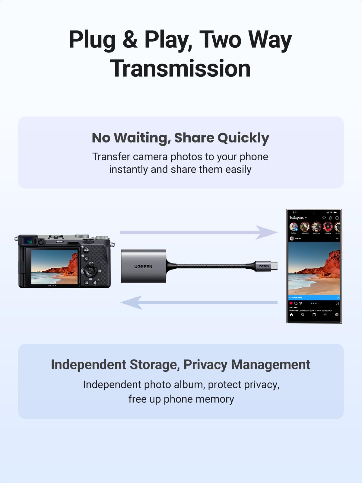 UGREEN USB C 312MB/S SD 4.0 Card Reader, USB C to Micro SD/SD Cards Adapter, Aluminum External Memory Card for SDXC/SDHC/SD/MMC/RS-MMC/Micro SDXC/Micro SD/Micro SDHC Card/UHS-II, and UHS-I Cards