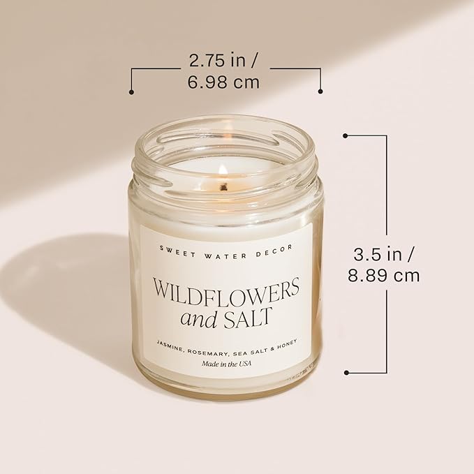 Sweet Water Decor Merry and Bright Candle - Bayberry, Fir, Nutmeg, and Clove Winter Holiday Scented Soy Candles for Home - 9oz Clear Jar, 40 Hour Burn Time, Made in The USA