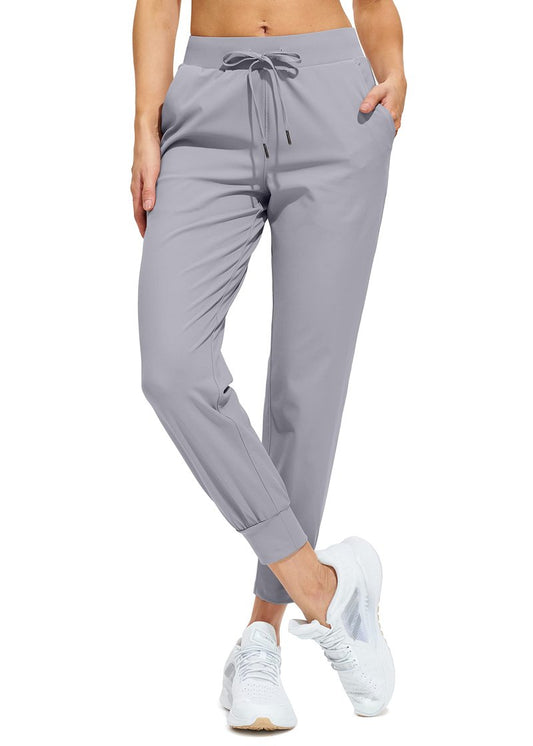 Libin Women's Joggers Pants Athletic Sweatpants with Pockets Running Tapered Casual Pants for Workout,Lounge, Light Grey 3XL
