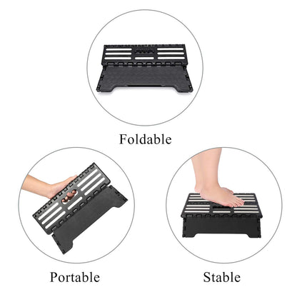 5 Inch Folding Step Stool with Non-Slip Mat. Made of Incombustible Plastic, Can Withstand Over 250 Pounds. Collapsible Step Suitable for Kitchen, Bathroom, Bedroom, Camping, Travel ect