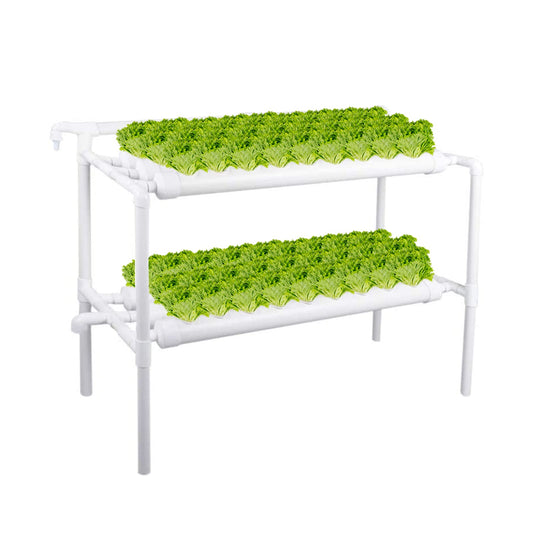 LAPOND Hydroponics Growing System Kit,54 Plant Sites 2 Layers Food-Grade PVC-U Pipes Hydroponic Grow Kit Gardening System with Water Pump, Timer,Net Pots and Sponge for Vegetables,Fruits,Herb