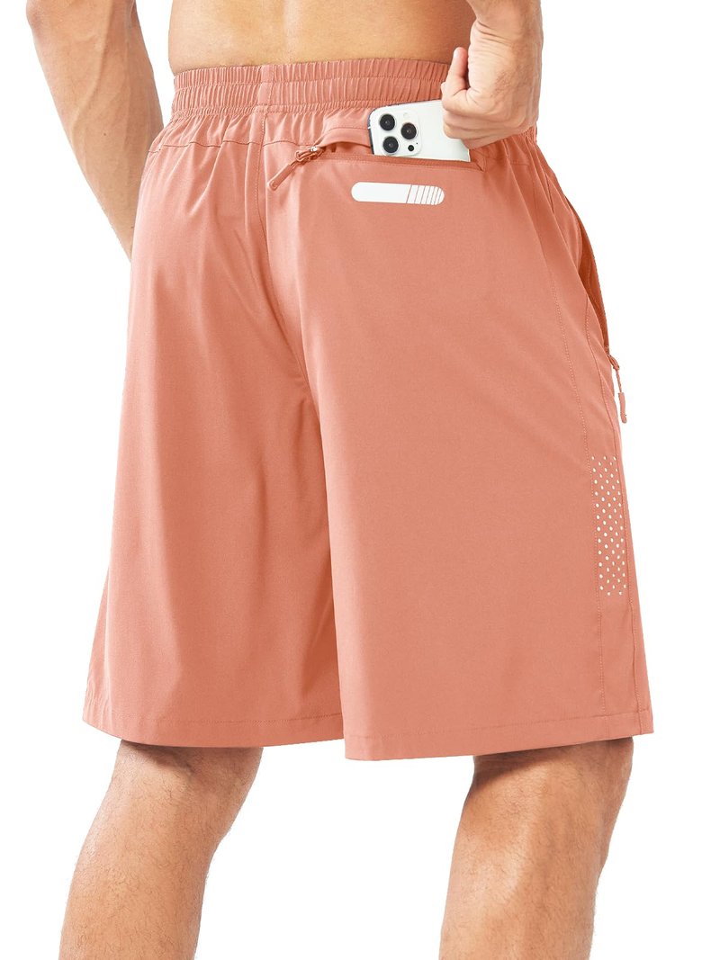 NORTHYARD Men's Athletic Running Shorts Gym Workout 7"/9"/5" Quick Dry Lightweight Sports Basketball Tennis 3 Zipper Pockets PINKORANGE-9inch 3XL