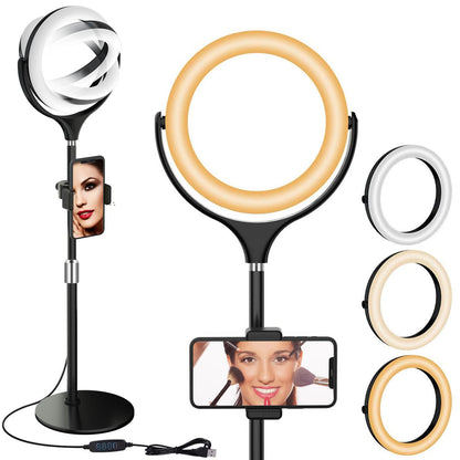 Desk Ring Light with Stand, 10.5'' Selfie Phone Light for Video Recording, Adjustable Circle Ringlight for Computer Laptop Zoom Meeting, Conference Video Calls, Podcast, Streaming, Photography