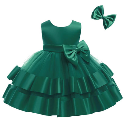 Flower Girls Wedding Wedding Babies Birthday Party Frock Christmas Event Baptism Prom Tutu Sunny Dresses (Dark Green,90)