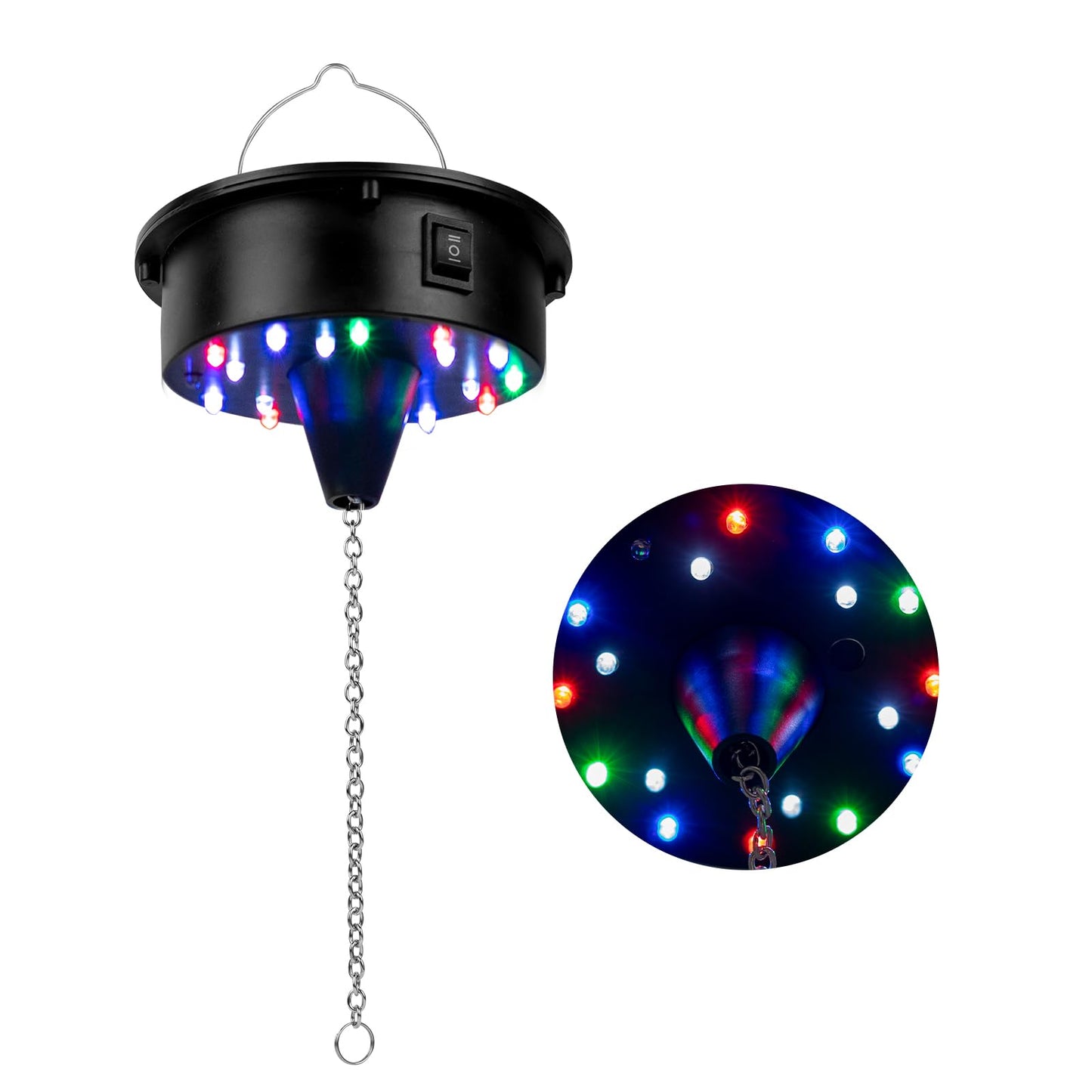 Rotating Disco Ball Motor with Light: Battery Operated 6 RPM Hanging Mirror Ball Spinner - 18RGBW Led Light Up 4 6 8 12 inch Party Disco Balls Rotator for Parties Home Decor Weddings KTV