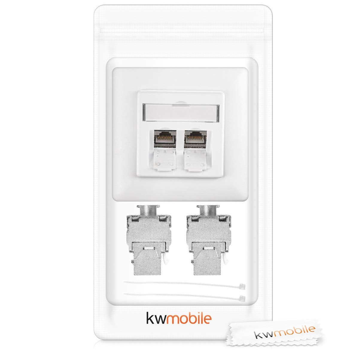 kwmobile Keystone Module Kit - Includes (8) CAT6A Shielded Keystone Jack RJ45 Ethernet Module 10G + (4) 2-Port Wall Plate and Shielded Metal Housing