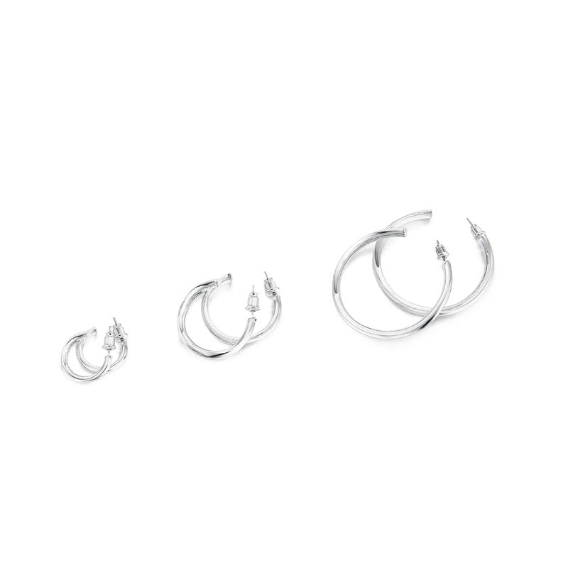 PAVOI 14K White Gold Hoop Earrings For Women - 2mm Thick 20mm Infinity Gold Loops - Gold Plated Earrings Set - Lightweight