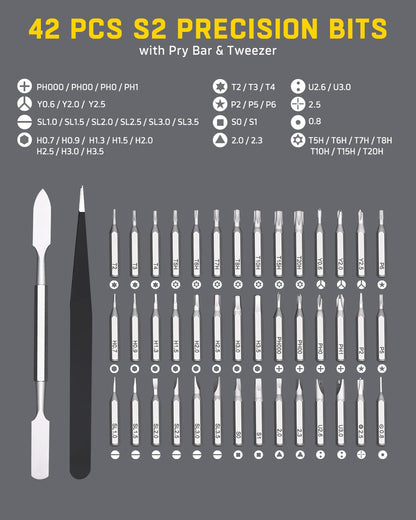 Banshu Precision Screwdriver Set, 46 in 1 Small Screwdriver Set with Case, Pocket Mini Screwdriver Magnetic Repair Tool Kit for Electronics, Glasses, Watch, Phone, Jewelry, Laptop, MacBook, PC, Camera