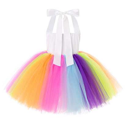 Soyoekbt Girls Unicorn Costume LED Light Up Unicorn Princess Dress Birthday Party Outfit Halloween Tutu Dress with Headband Rainbow Sequin+Rainbow Led 3-4Years