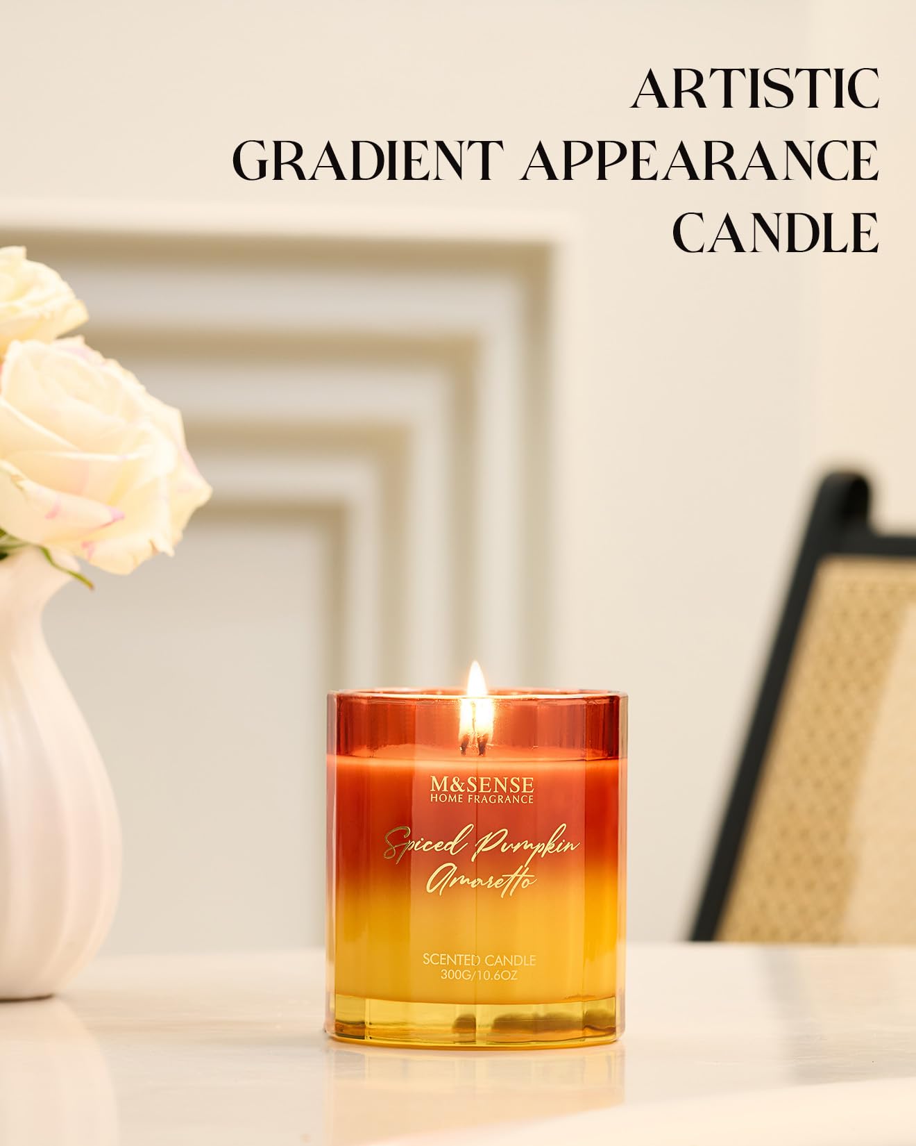 M&SENSE Spiced Pumpkin Soy Scented Candles Natural Non Toxic, 10.6oz 60 Hours Long Lasting Slow Burning Fall Scent Unique Luxury Candle Gifts Halloween Home Decor for Women Men
