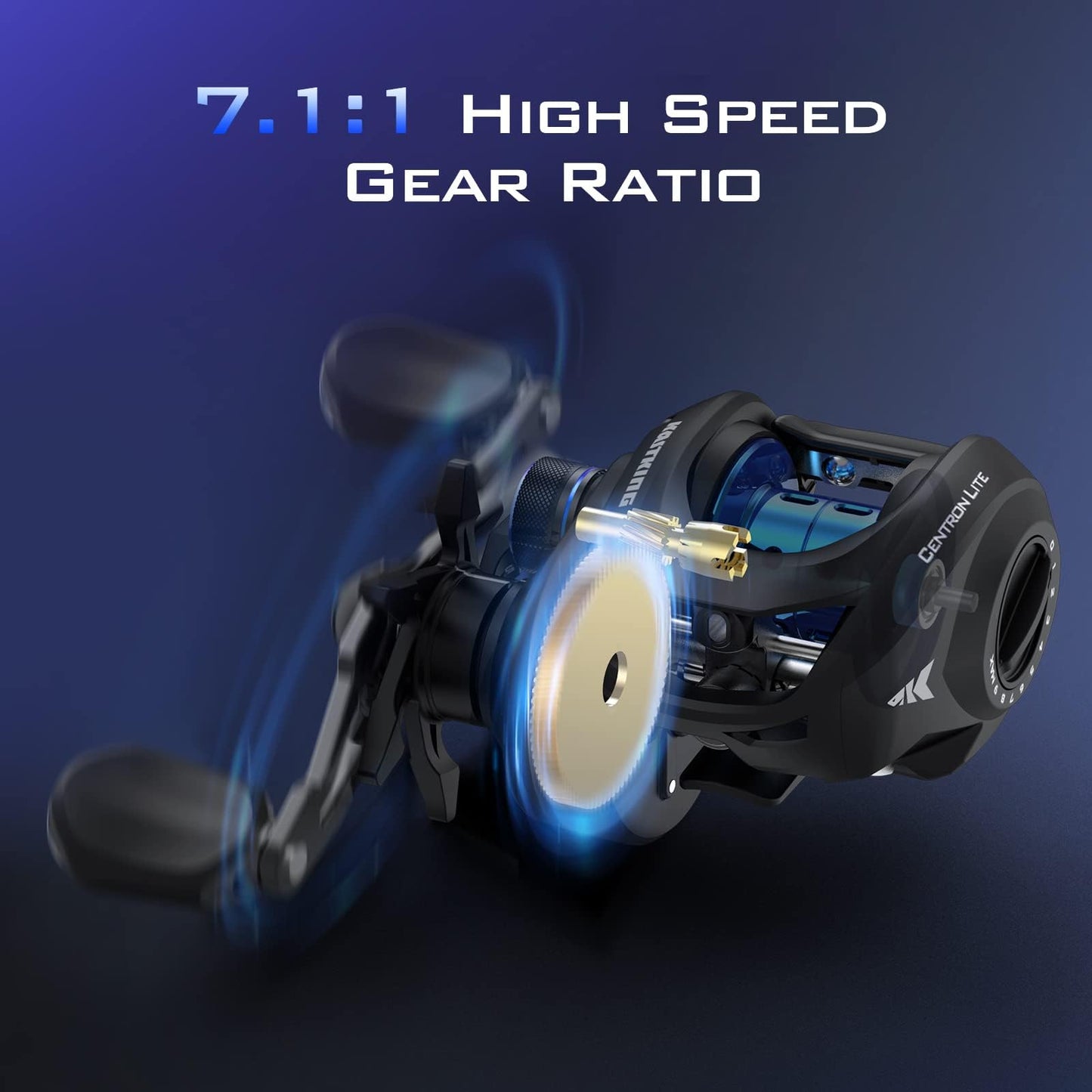 KastKing Centron Lite Baitcasting Fishing Reels, 7.1:1 Gear Ratio, Right Handed Reel, Black
