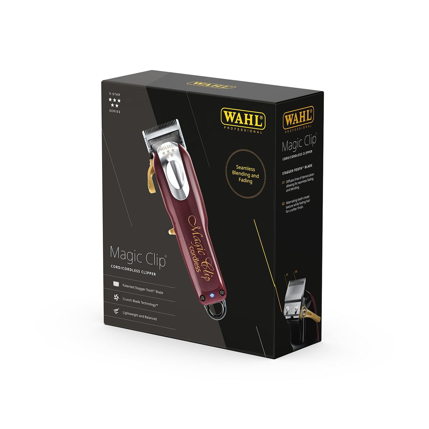 Wahl 5 Star Cordless Magic Clip, Professional Hair Clippers, Pro Haircutting Kit, Clippers for Blunt Cuts, Adjustable Taper Lever, Crunch Blade, Cordless, Lightweight, Barbers Supplies