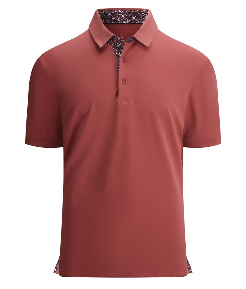 Alex Vando Mens Polo Shirts Short Sleeve Regular Fit Fashion Designed Shirt,Vermilion,XL