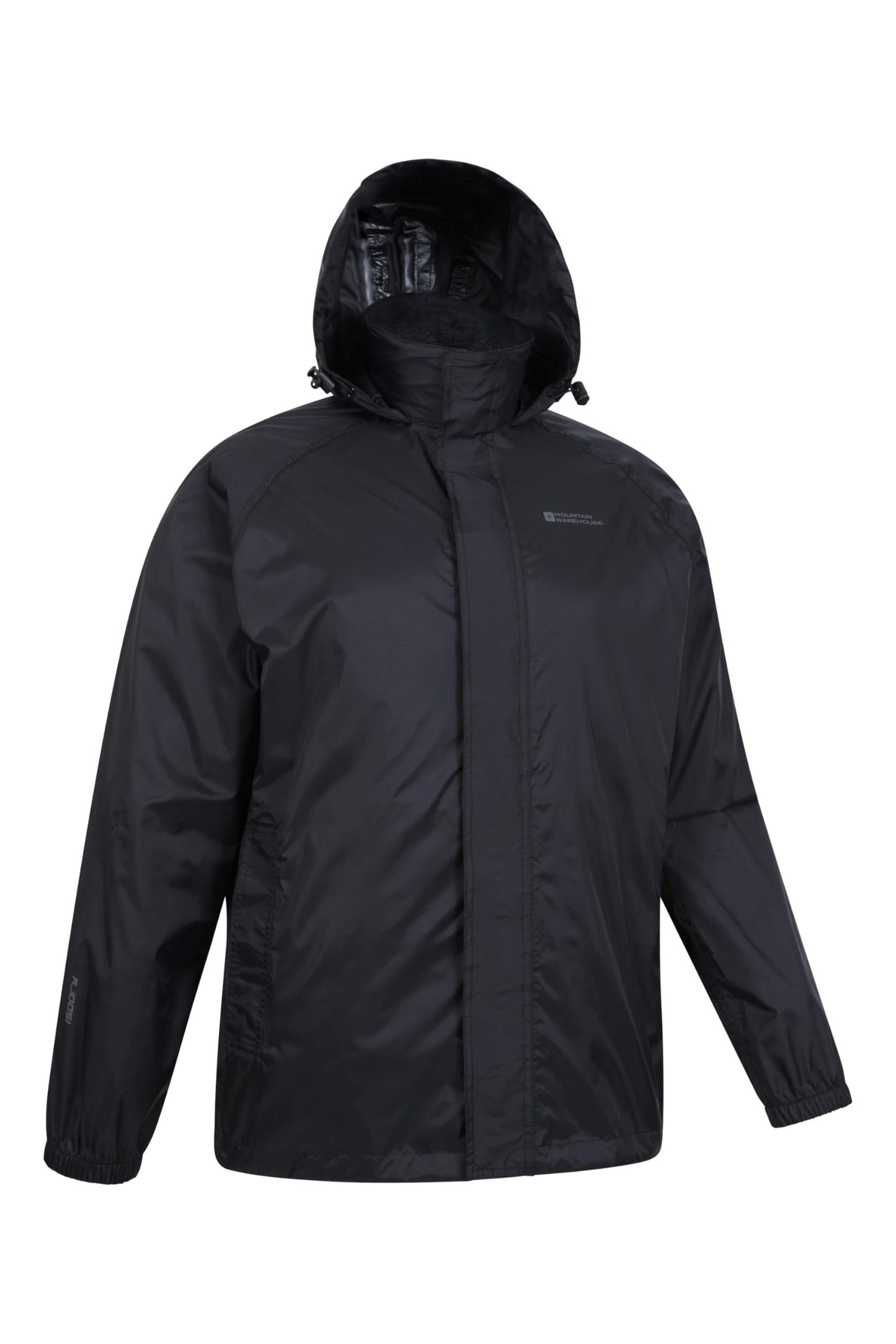Mountain Warehouse Pakka Mens Waterproof Packable Jacket - IsoDry, Lightweight & Breathable Raincoat with Taped Seams & Packaway Bag - For Spring Summer & Travel Black L