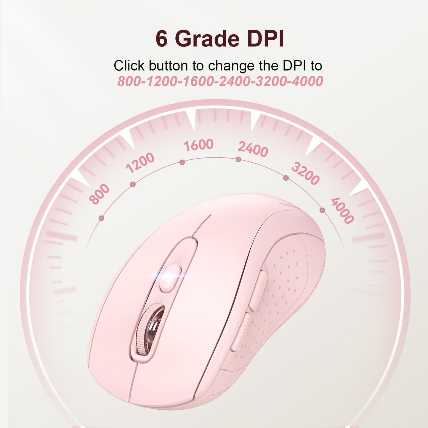 TECKNET Wireless Mouse for Laptop, Silent Bluetooth Mouse(BT5.0 & 2.4G) 4000DPI Adjustable, Computer Portable PC Quiet Mice with USB-A Receiver & 6 Buttons for Mac, 18 Months Battery