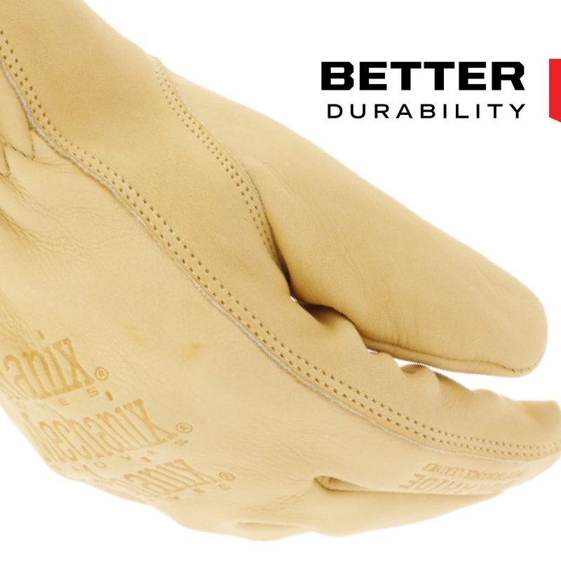 Mechanix Wear Leather Cow Driver - Breathable Leather Driver Gloves for Hand Safety - Elastic Cuff - Comfortable Fit - Water Resistant - Tan - Women's Medium