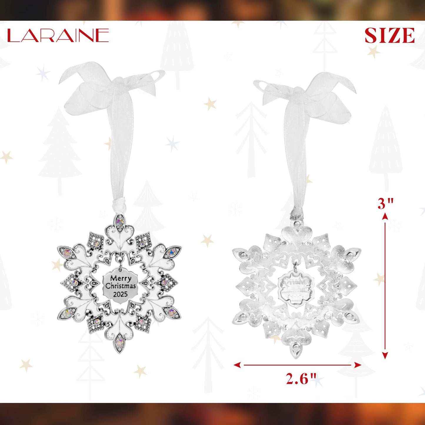 Laraine Christmas Tree Ornaments – 2025 Decorative Hanging Pendant of Car Charm Holiday Keepsake Gift Home Decor (Snowflake (2025))
