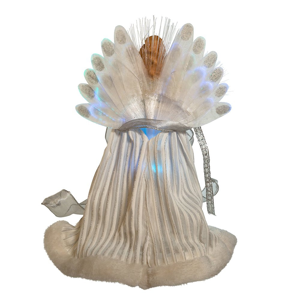 Kurt Adler LED Fiber Optic Angel Figurine, 12-Inch, White and Silver