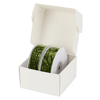 HUIHUANG Moss Green Velvet Ribbon 1 inch x 10 Yards Luxury Crushed Green Velvet Ribbon for Christmas Tree Ornaments, Gift Wrapping, Wreath Decoration, Holiday Decor, Bows, Flower Bouquets