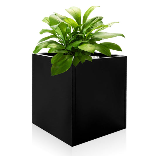 Srehloe Metal Planter Box for Outdoor Plants 20" x 20" x 20" Large Square Planter Cube Steel Heavy Duty Flower Pot with Insert Shelf and Drainage Holes Suitable for Patio Yard Garden Porch Hotel