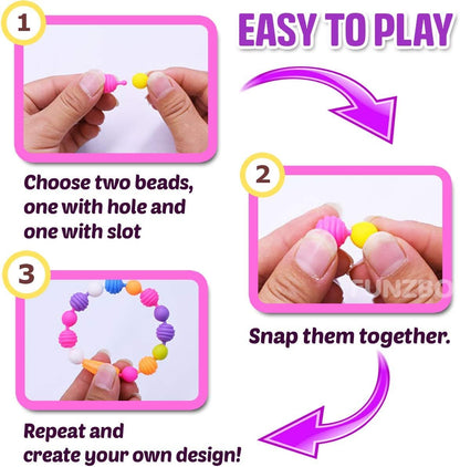 FunzBo Pop Beads Kit for Girls Toys - Jewelry Making Kit with Bracelets, Headbands & Rings, Arts and Crafts Kit DIY Kids Toys for Age 3 4 5 6 Christmas Gifts for Kids