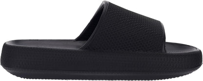 BRONAX Slides for Women Pillow Slippers for Ladies House Sandals Open Toe Comfy EVA Soft Cushioned Thick Sole 35-36 Black